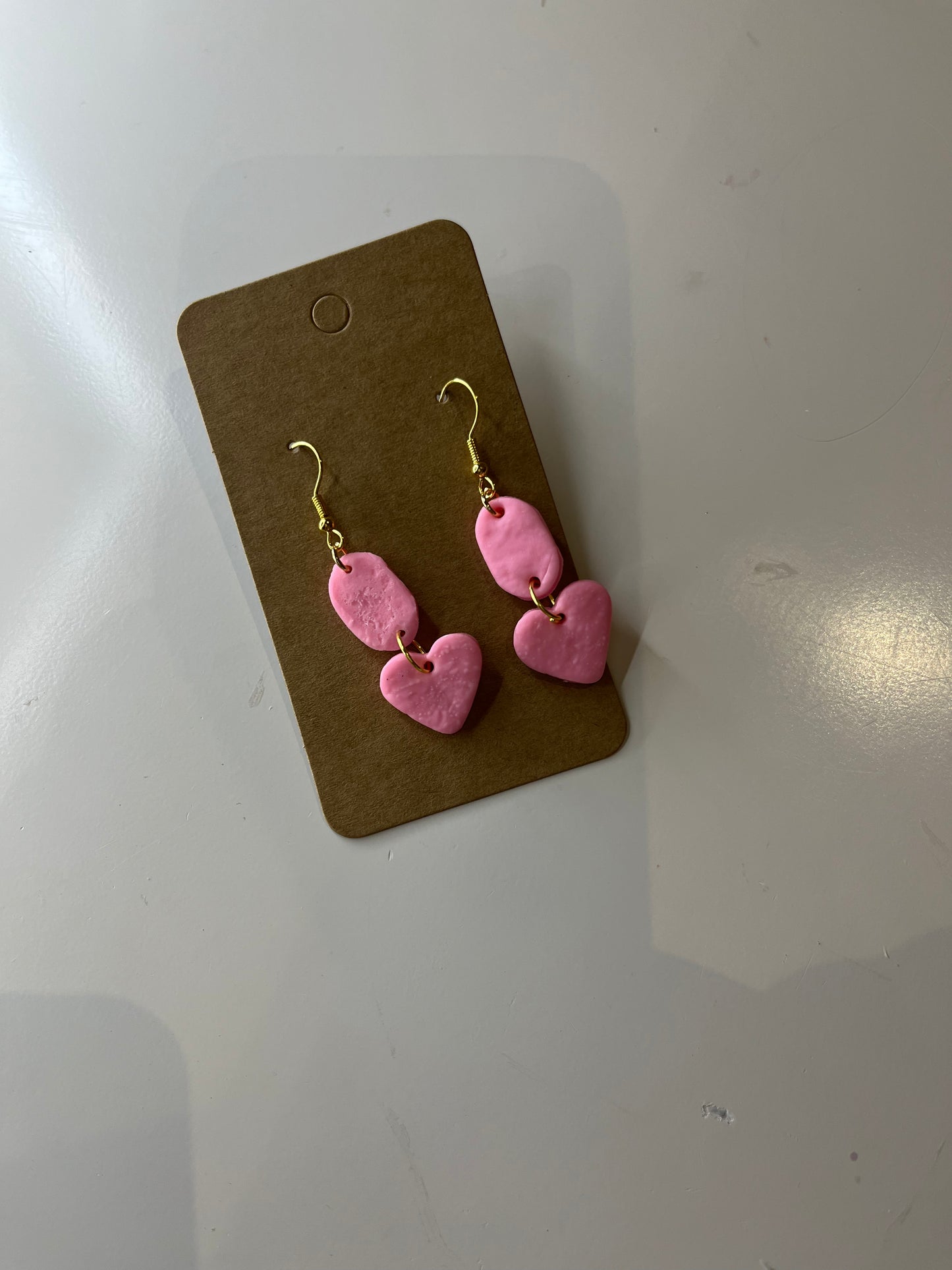 light pink love clay earrings