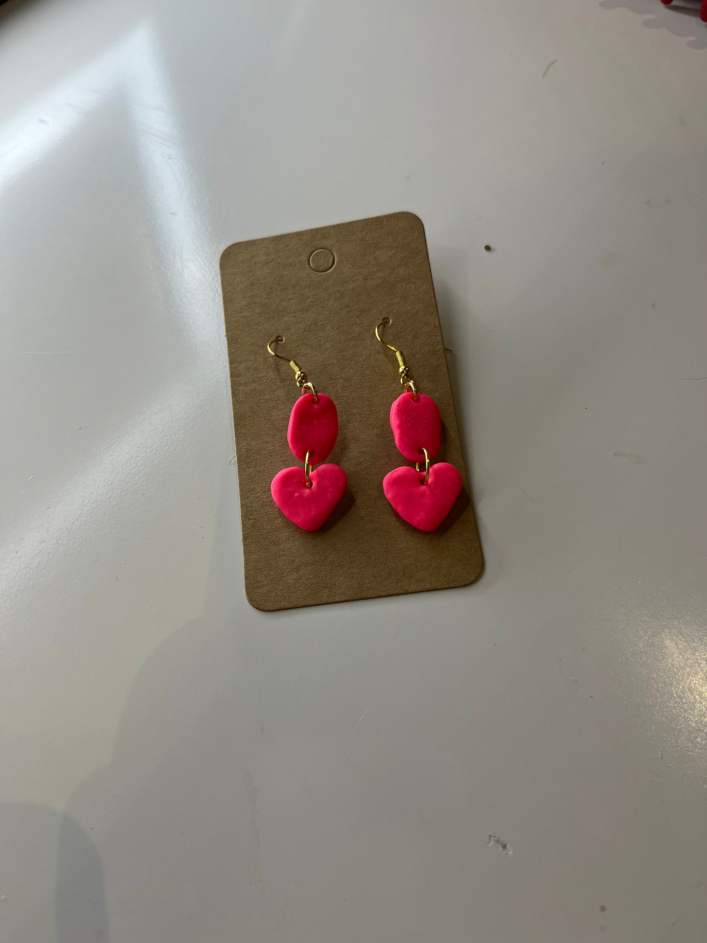 hot pink love clay earrings
