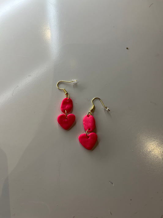 hot pink love clay earrings