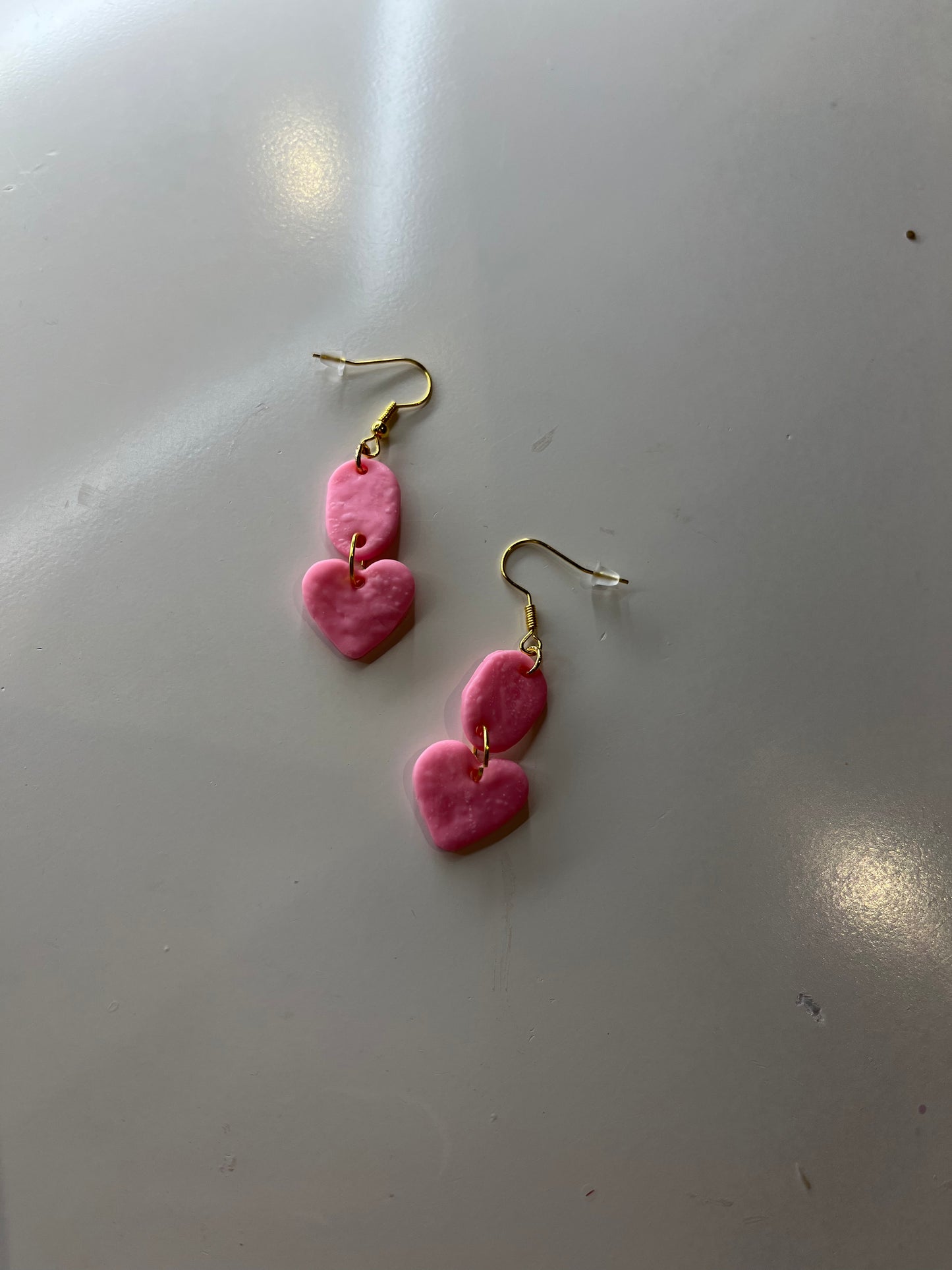 light pink love clay earrings
