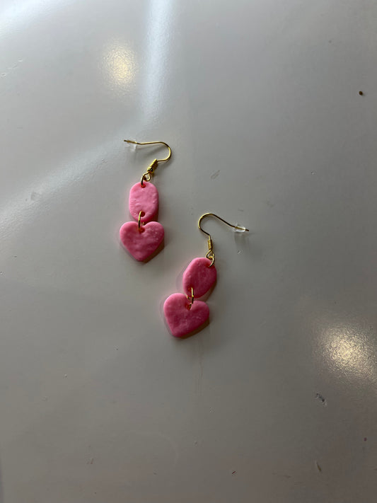 light pink love clay earrings